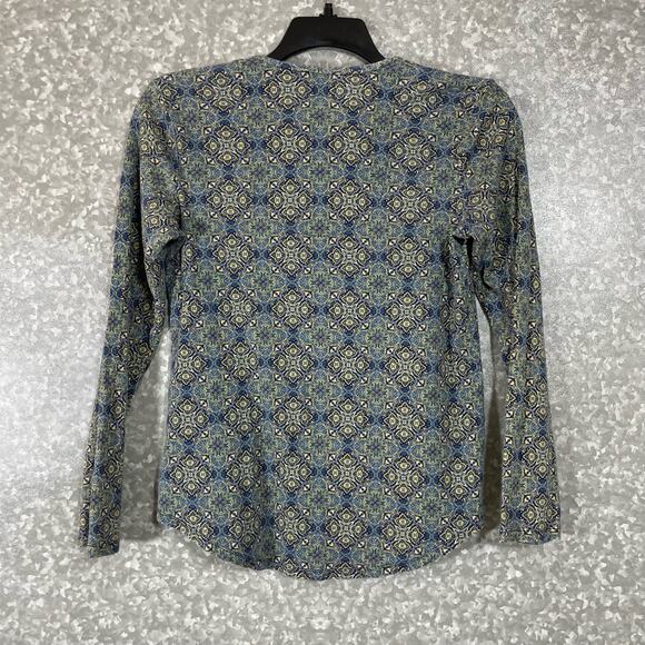 Ruff Hewn Blue Medallion Print Lace Up Front T-Shirt - Size Small - Long Sleeves - Picture 7 of 7